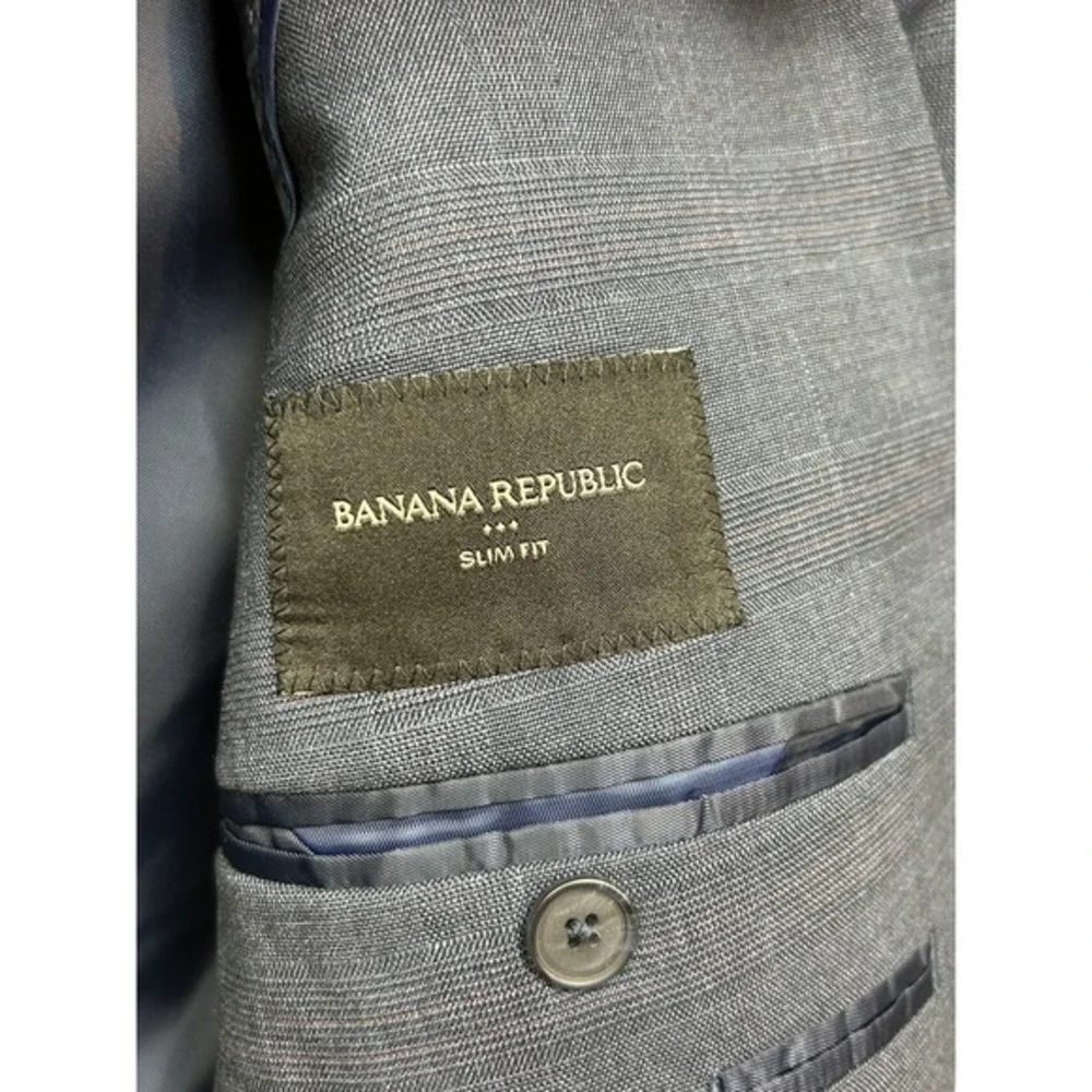 Banana Republic Blazer Mens 46R Plaid Slim Fit Sport‎ Coat Jacket Office